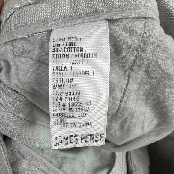 James Perse Pants Women's Small Gray Linen Blend Straight Leg Casual Minimalist - Picture 6 of 7